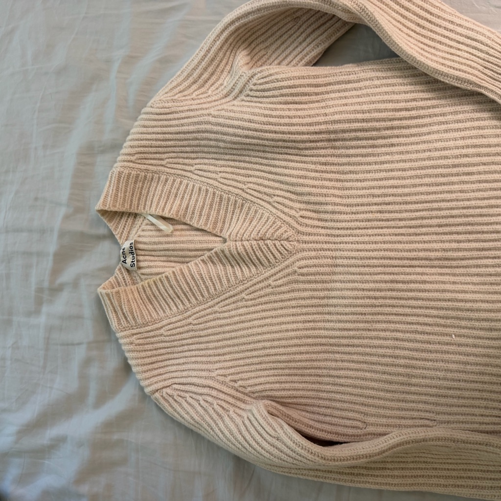 Acne Studio Women's Ribbed V-Neck Sweater - Cream